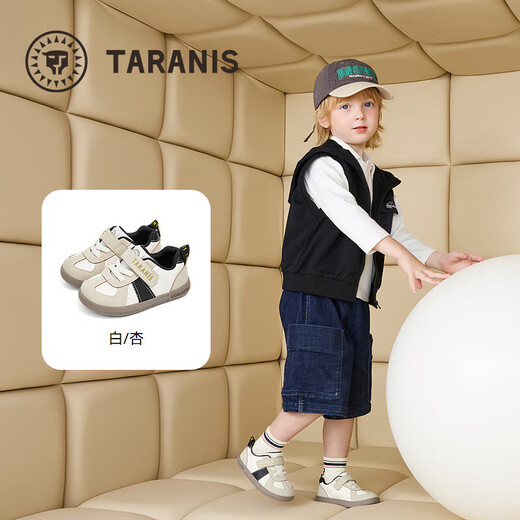 Tyranis autumn toddler shoes for boys and girls functional shoes with comfortable soft soles for girls moral training shoes white/apricot 24