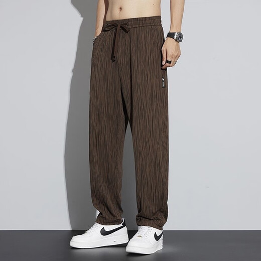 Ronghu ice silk drooping casual pants for men 2025 new summer thin fast dry trendy harem pants loose work trousers K143 black XL [Suggested 115-130Jin [Jin equals 0.5 kg]]
