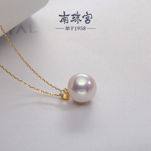 Nanzhu Palace Princess Diana's 925 silver freshwater pearl pendant single round female 925 silver freshwater pearl pendant_fashionable and versatile 13-14mm