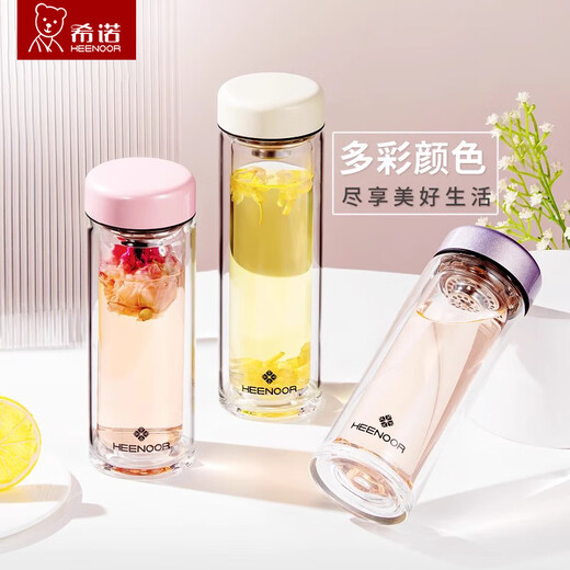 Sino Glass Tasse Doppelschicht Tee Tasse süße tragbare Tasse Frauen Hochwertige Wasserbecher xn6563 6630 xn6563 m White-205ml Perleclecent Cup Deckel-