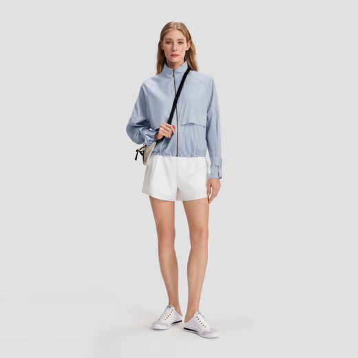 Descente Womensstudio Serie Stand Collar Textur gewebte Top Jacke Frauenstil LB-Light Blue L.