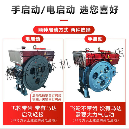 Changzhou diesel engine single-cylinder water-cooled full-horsepower engine small tractor agricultural electric start water-cooled diesel engine R180 electric start 8 horsepower