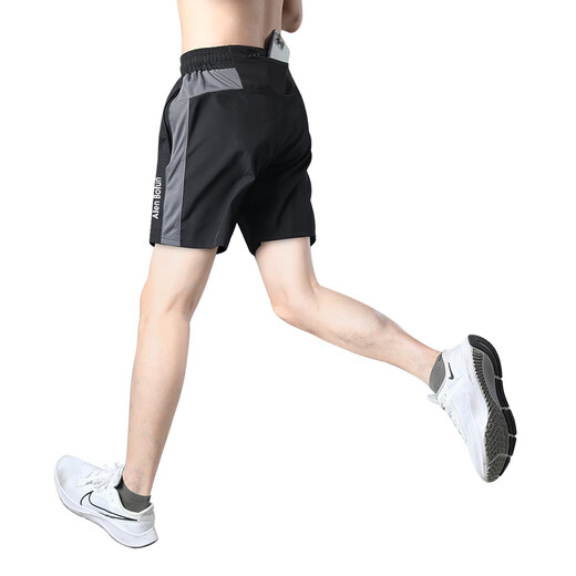 
Alan Burton Running Shorts Men's Professional Track and Field Marathon Sports Crimp Pants Summer Ice Silk Thin Quick-Drying Fitness Pants K3350 Black M [115-130Jin[Jin equals 0.5 kg]]