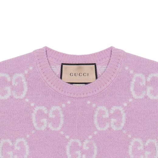 古驰（GUCCI）SS24 Logo图案印花圆领短袖毛衣 女款 粉色 粉色 XL