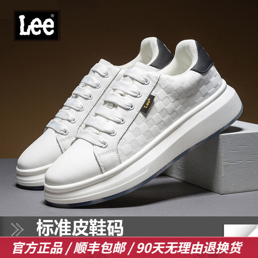 Lee男鞋休闲鞋设计感增高小白鞋男生时尚经典板鞋舒适百搭白色鞋子男 黑色 40 【偏大/请拍小一码】