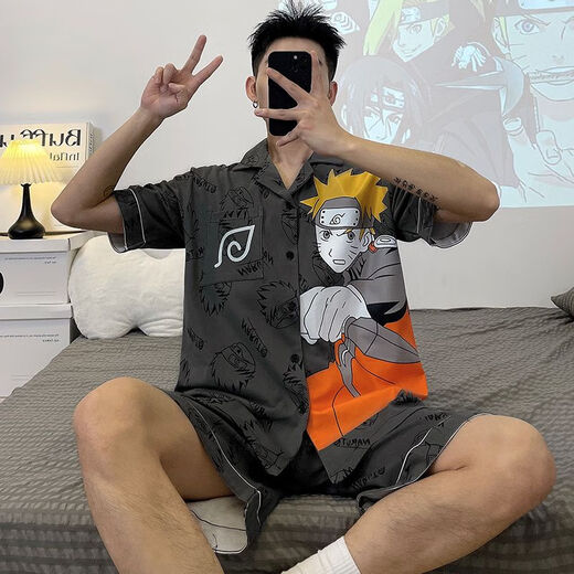 Zitronen-Slim-Herren-Pyjamas kurzärmeliger Sommer Thin Student Cartoon Teenager Sommer Lose Plus Size Jin [Jin entspricht 0,5 kg] Home Clothing Set 6627 [Set] V M [Vorschlag 80-100 Jin [Jin gleich 0,5 kg]]]