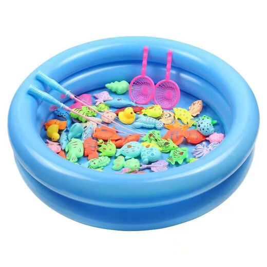 Toyadores de pesca EZR Caqueta de pesca para niños con pesca magnética Juguetes de piscina inflable Pesca magnética Set de 16 piezas + Piscina cuadrada pequeña