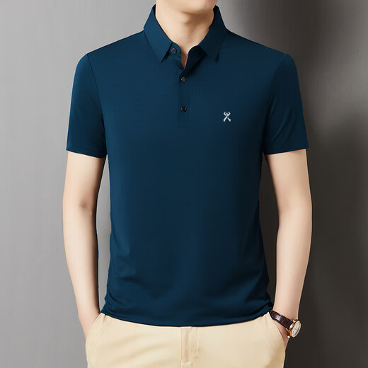 
Jinba Men's Clothing (K-Boxing) Jinba Short-sleeved T-shirt Mulberry Silk Summer Casual Lapel Men's Polo Shirt Sky Blue 699 M 170/88A Brick Red 699 M 170/88A