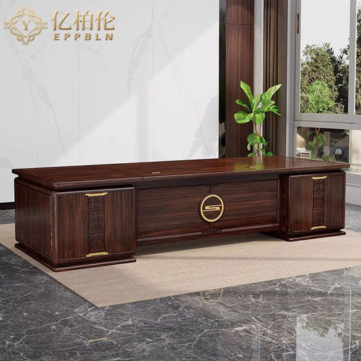 YIBOLUN new Chinese style solid wood boss desk executive desk leader desk ebony wood ebony boss desk office furniture 2.2m boss desk