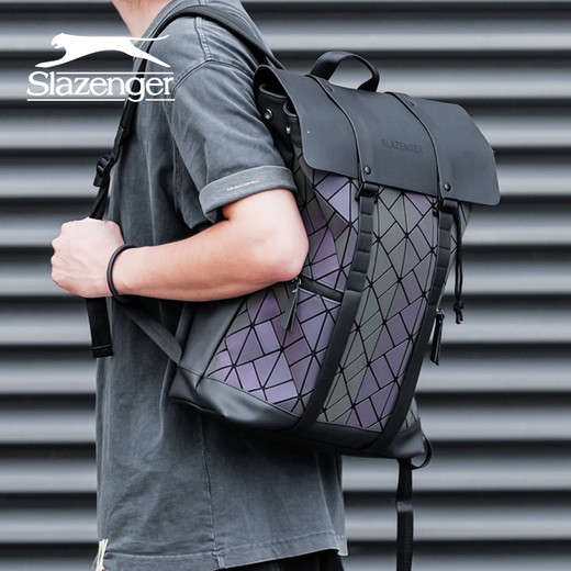 Slazenger/Slazenger Fashion Trendy PU versatile travel bag backpack for men and women diamond black