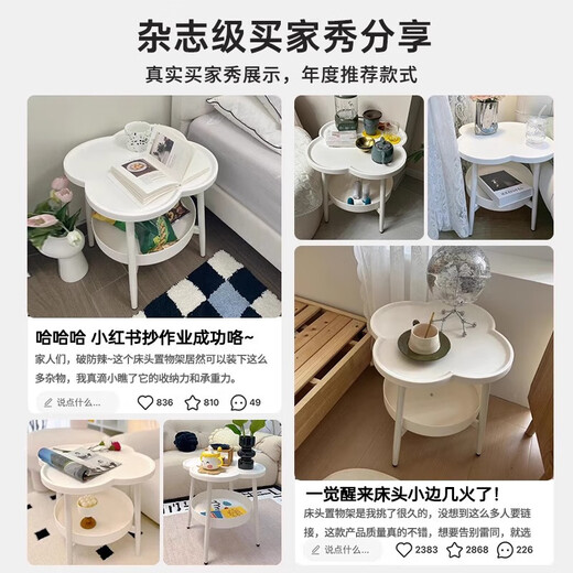 Cream style bedside table 2025 new small storage rack modern simple creative simple bedroom bedside small side table Desert Khaki_50*50*50cm Assembly