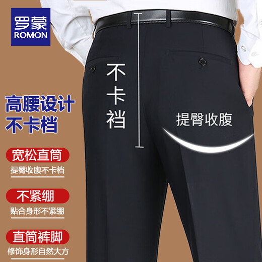 
Men's summer thin style middle-aged and elderly casual pants Daddy trousers Loose straight high waist men's suit pants Elegant gray 9905 [Summer thin style] 29 [Wait 2 feet 2]