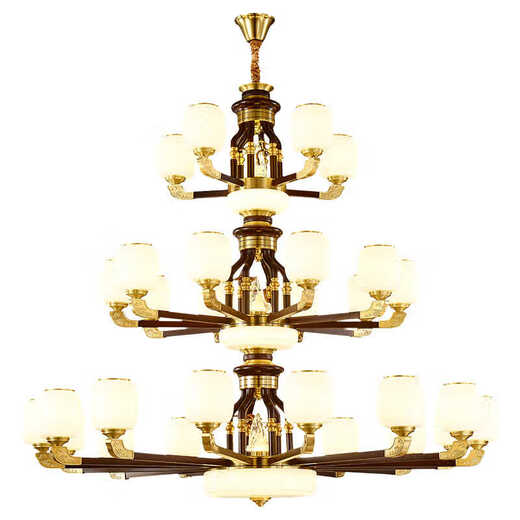 Sanxiong Aurora Nuevo edificio dúplex de estilo chino Sala de estar Bailera grande de madera sólida Villa atmosférica Escaleros de villa atmosférica Light Hollow Hall 9926 Cabezas