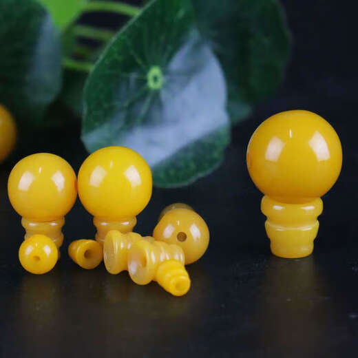 Yixiang Chicken Oil Yellow Beeswax Round Beads Tee Loose Beads Beeswax Tee Buddha Head Pagoda DIY Accessories Bracelet Old Wax Color 12mm Tee Set