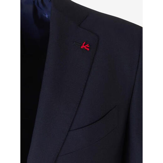 ISAIA Customized Suit Men's Mohair Blended Formal Business Executive Jacket Set Black Solid Color Straight-Click Flip Pocket Black One Size 62