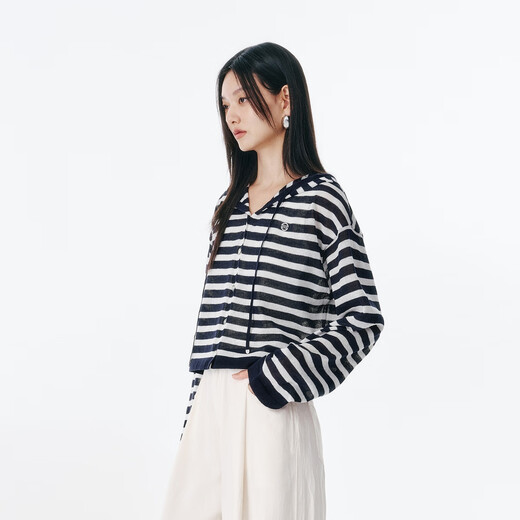 Peacebird [same style in the mall] Women's clothing 2025 summer new anti-wrinkle line cardigan A3EDF2629 Blue S 155