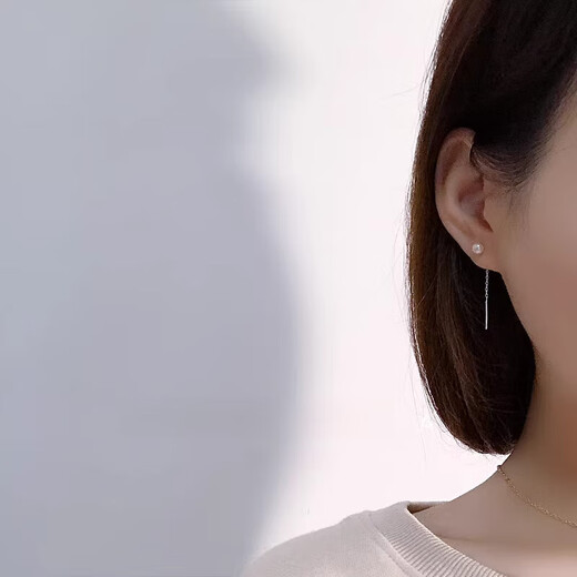 Pearl earrings ear wire Xin Mia 925 silver small ear wire women's freshwater pearl 2025 new trend white pearl ear wire 4mm