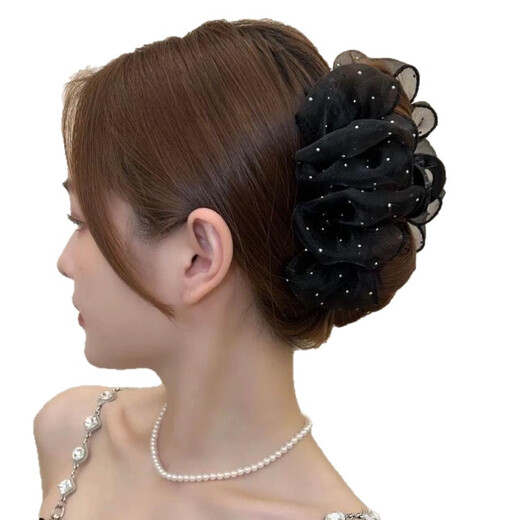 Spring and Autumn New Style Mesh Pleated Hairstyle Large Clip, High-end, Elegant, Fashionable, Tender and Sweet Hair Clip for Women, Gypsophila Clips 13cm 2 pcs