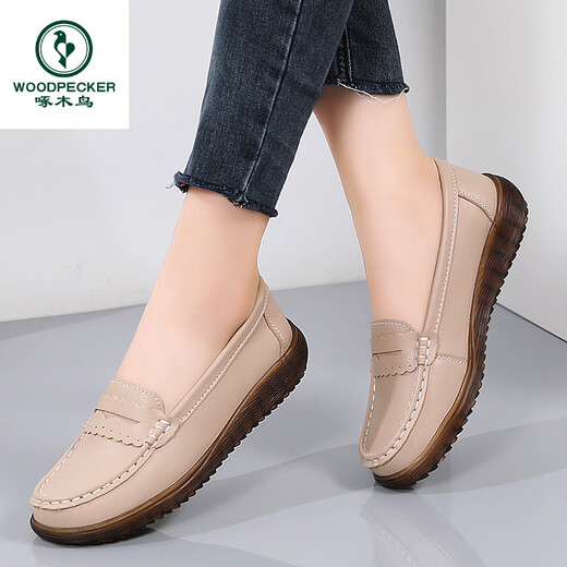Zapatos madre de pájaros carpinteros Spring y otoño Tendón de vaca de cuero genuino SOLO SOLO SOLO COMOLORTOS SUMERACIÓN SUMERA A MEDIO HOLCO SOLO SOWOR