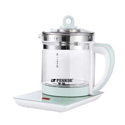 Hemisphere (PESKOE) health kettle, kettle, thermostatic kettle, teapot, teapot, integrated glass, fully automatic, small home, multifunctional office, large capacity, green thickened glass + filter + egg rack 1.8L
