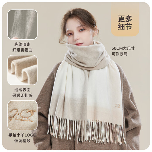 JIUMU 100% cashmere scarf for women autumn and winter warm large shawl for girls birthday New Year gift gift box