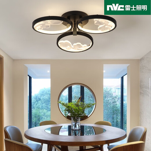 雷士（NVC）2025新款新中式吸顶灯LED客厅灯中国风禅意卧室现代简约大气家用 1W 6623-3头三色光