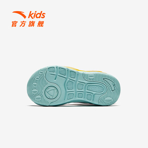 ANTA children's sandals for men and women, beach shoes for summer, toe-toe, breathable, comfortable, soft-soled outdoor shoes, black/ice water green/gum yellow-2 29