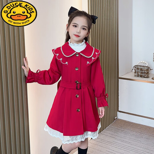 G.Duckkids Girls 'Jacke Spring- und Herbststil Britisch-Stil-Kinderkleidung für Kinder mit mittlerer und Winter 2024 mittelgroßer Kinderwindbreaker J8885 Khaki Jacke 110 Empfohlen für 4-5 Jahre Empfohlenes Gewicht 25-32 Jin [Jin gleich 0,5 kg]