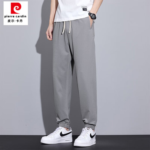 Pierre Cardin Men's Pants Summer Thin Ice Silk Cool Casual Pants Men's Straight and Straight Long Pants Men's Straight Sports Pants 6625 Light Gray L Recommended 110-125Jin Jin equals 0.5 kg