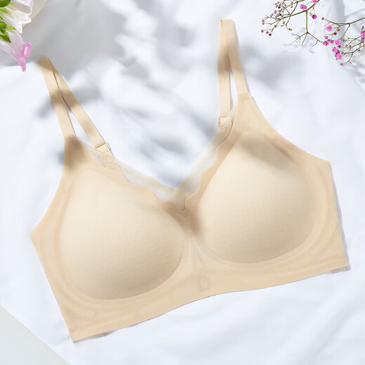 乳胶内衣女无痕裸感透气薄款文胸果冻条洞洞杯无钢圈蜂巢杯胸罩 肤色 M