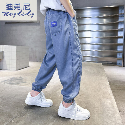 迪弟.尼  HEYDIDY男童夏季裤子薄款天丝牛仔裤2025夏季新款男孩冰丝防蚊裤轻薄透气 PY-2575牛仔防蚊裤-蓝色 100 cm建议身高90-100cm