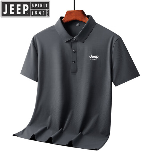 Jeep Spirit Jeep 2025 Ice Silk Traceless Polo Summer Men's Summer Min. T-shirt à manches courtes décontractés de papa à séchage