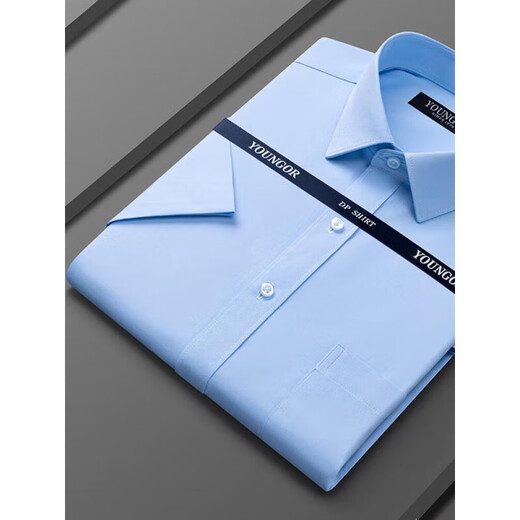 Yager Flaggschiff Offizielles Geschäft mit kurzärärmigem Hemd 2025 Herren Sommer New Business Casual Professional Professional Formal Kee ohne Bügeln und Anti-Falten-Weiß [weißer und blaues Dreieckstar] DX6636 38 100-120