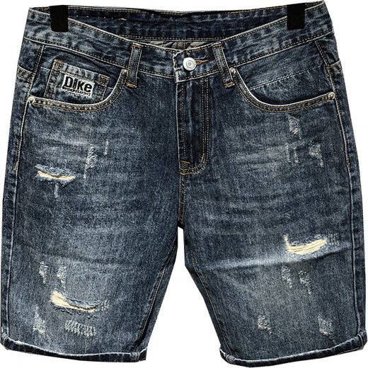 QLTQZQ pantalones cortos de mezclilla bordados hombres sueltos de lavado casual de verano 2025 mendigo rasgado de cinco puntos Azul N9902 Azules Azules de cinco puntos 28