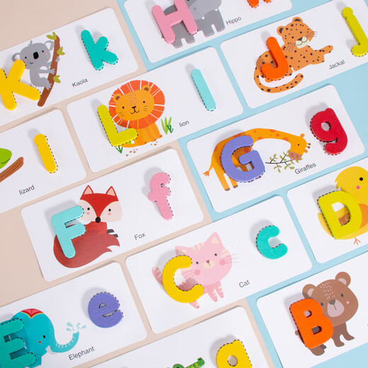 Schöne Hund und kleine Kinder früh Bildung Englisch Wort Kognitionskarte Baby Erleuchtung 26 Buchstaben Upper Case Bausteine und Partikel Spielzeugbrief Puzzle Set Set