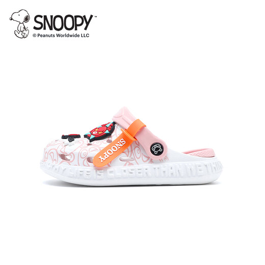SNOOPY Snoopy children's shoes children's clogs cool cartoon slippers boys and girls lightweight garden shoes B450 pink and white 31