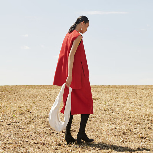 
LESS 2024 winter new wool loose sleeveless dress 2OBG13820 622 red XS