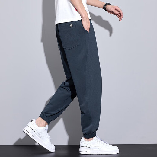 MONTAGUT冰丝男裤夏季薄款宽松束脚哈伦潮牌运动九分休闲裤子男款2025新款 ba_6625卡其品质升级 XL