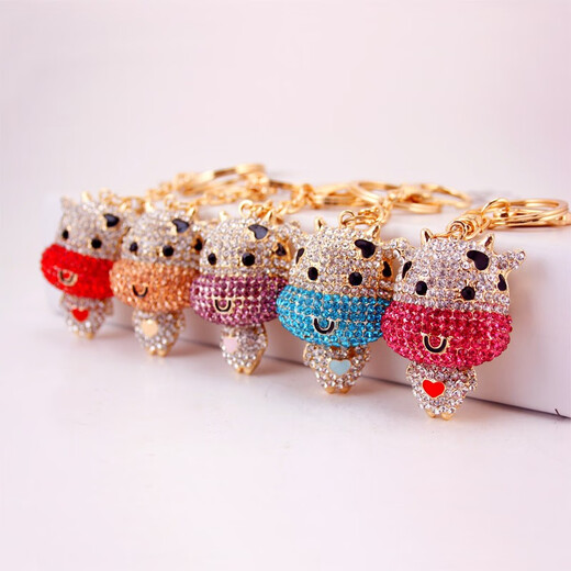 Style chinois mignon de mollet couple de trèfle de trousque sac de trèfle pendentif pour les femmes exquise ménage internet célébrité clés ornement jiaxin laitier-vache-rose