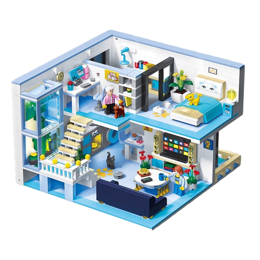 Sijie Castle Building Blocks Children 2025 New Assembled Toys Girls 8 Puzzle House 12-year-old girl elementary school student Double-layer-Wang Wang Home + 2 figures + lighting [1048