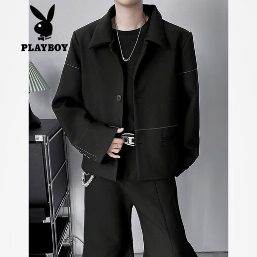 Playboy (Playboy) Veste de costume rembourré à épaule légère et élégante pour hommes à printemps et à automne à l'automne