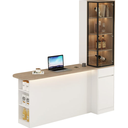 Xuepeng Multifunktional Freizeit Bar Tisch Küche Middle Island Tisch Wohnzimmer Partitionschrank Weinschrank Seitenschrank Esstisch integriert 6G374 Modell 11 (mit Licht): 1478*600*2400