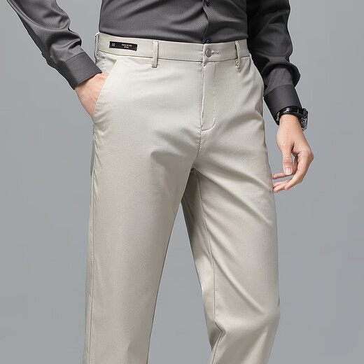 
Jiumuwang style men's business casual pants summer thin Laise tense elastic trousers anti-wrinkle-free ironing trousers 9892 black 9892 black 29