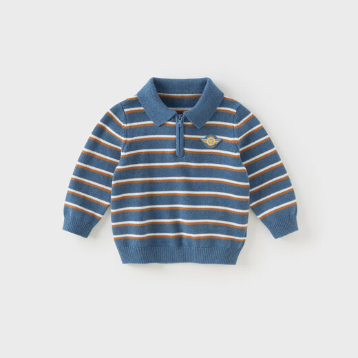 David Bella children's sweater pullover autumn boys' striped cotton knitted long-sleeved top polo collar