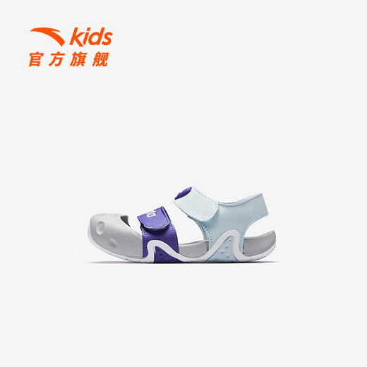 ANTA children's sandals for boys and girls, beach shoes for girls, 2026 summer new Baotou breathable Velcro soft sole toddler shoes, Fantasy Blue/Tang Purple-1 25