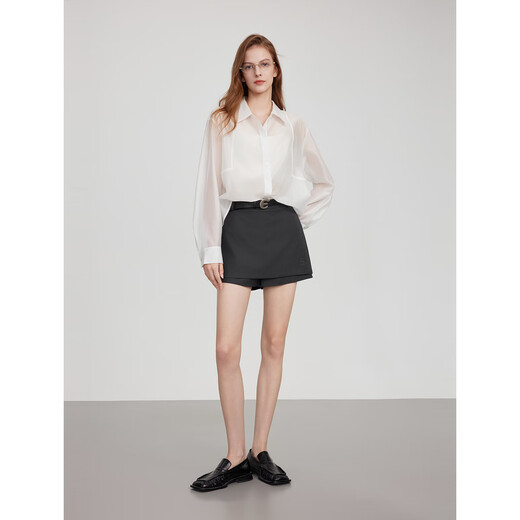 
ELLE French Lycel Tintis Short Shirt for Women 2025 Summer New High-end Light and Fashion Shirt White M