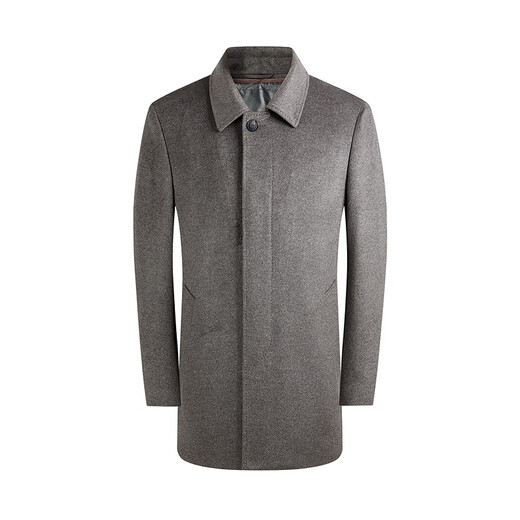 YOUNGOR Coat Men's High Quality Cashmere Blended Lapel Hidden Button Business Coat Comfortable and Warm Coat 2025 New Product Coffee VYSY01N999WFA L 175/96A (Recommended 140-150Jin Jin equals 0.5 kg)