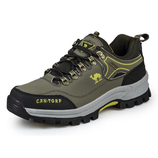 Huili Camel men's shoes hiking shoes genuine leather waterproof sports casual shoes men's non-slip breathable outdoor hiking shoes travel shoes 14088 gray 38