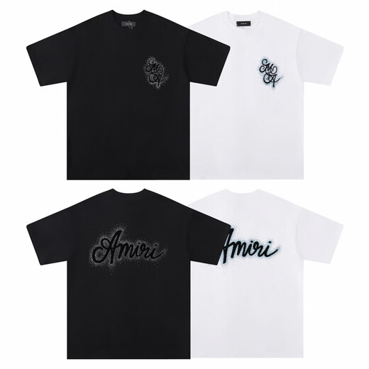 Belleza de caminata transfronteriza al por mayor am paz dove flujo de pintura graffiti letras camiseta estrellada cielo estrellado logo clásico manga corta camiseta iri 691 blanco m