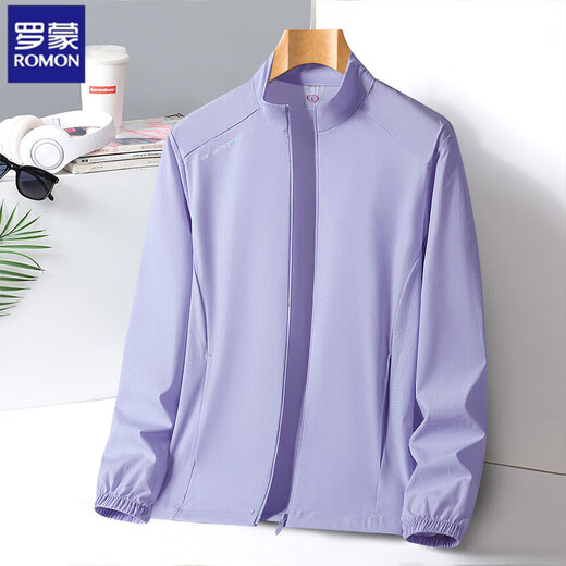 
Lomon summer men's ice silk stand collar sun protection clothes quick-drying breathable thin coat outdoor casual sports skin clothes fishing clothes taro purple [women's style] L